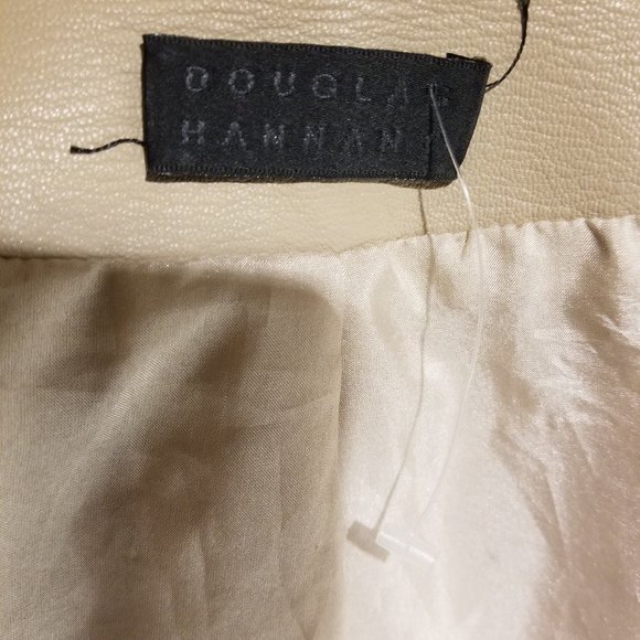 SOLD suit soft leather &silk light coffee JACKET /SKIRT - Picture 8 of 16